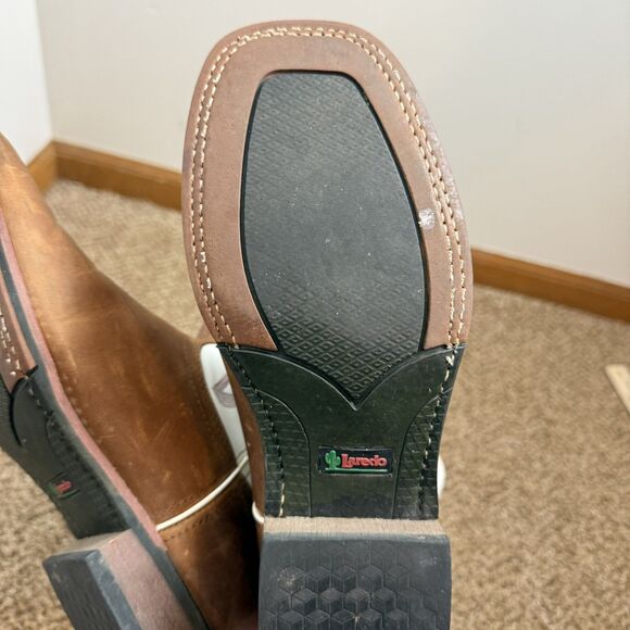 Laredo Western Boots Womens Mesquite Leather Square Taupe White 5621 Size 10 - Picture 9 of 12